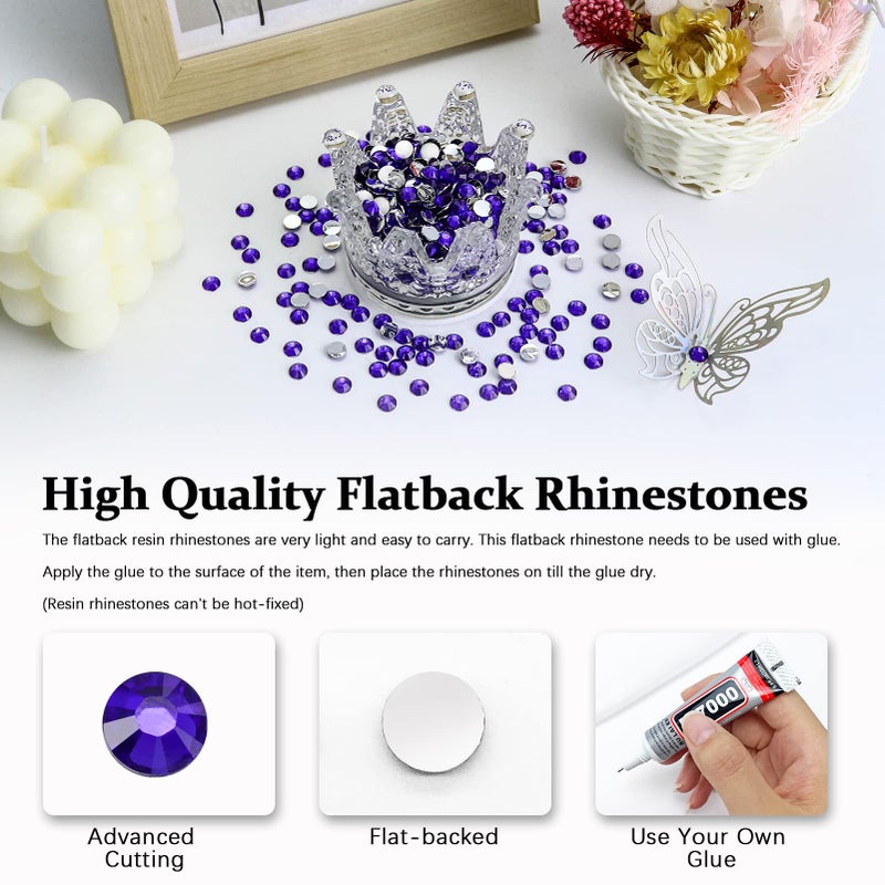Briskbloom 4500PCS SS6 2mm Resin Flatback Rhinestone, Purple Violet Flatback Rhinestones for Nails, Tumblers, Mugs, Bottles, Craft Decoration, Loose Bling Glitter Diamond Stone - Image 2